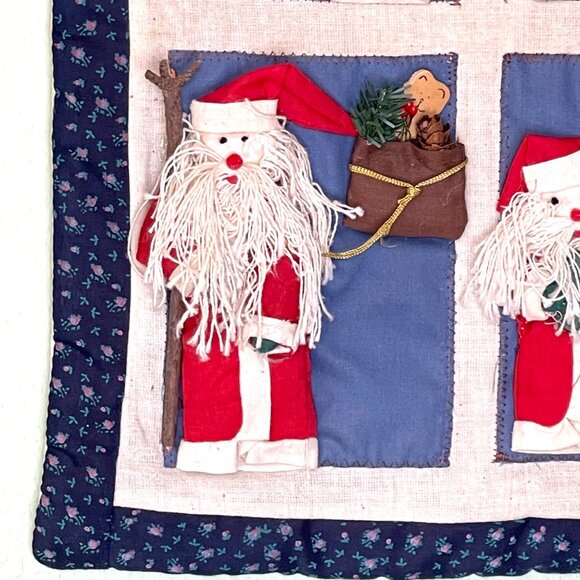 Santa Tapestry Christmas Wall Hanging 3D Santa Claus Handmade Detail 17" x 12" - Picture 4 of 7
